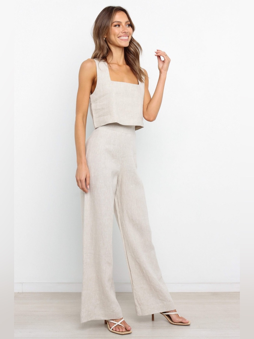 Petal & Pup Women’s 100% Linen Devlin Pant Sz 6 Beige High Waisted Wide-Leg